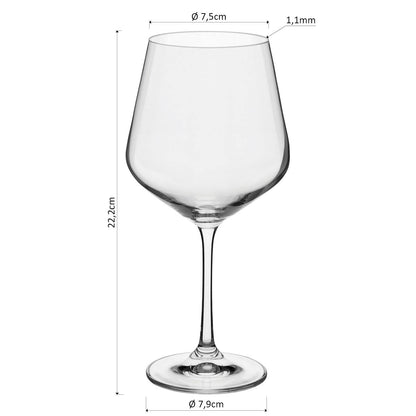 Conjunto 6 Taças de Vinho Bohemia Sandra Cristal 570ml Transparente