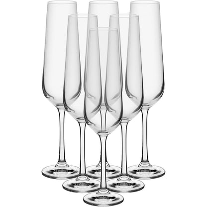 Conjunto 6 Taças de Champanhe Bohemia Sandra Cristal 200ml Transparente