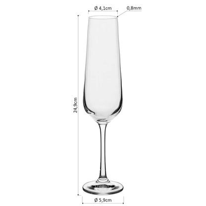 Conjunto 6 Taças de Champanhe Bohemia Sandra Cristal 200ml Transparente