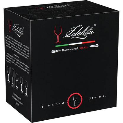 Conjunto 6 Taças de Champanhe Edelita Vidro 250ml Transparente