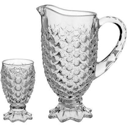 Jogo de Jarra e Copos Maurícia 7 Peças Vidro 1,3L Transparente