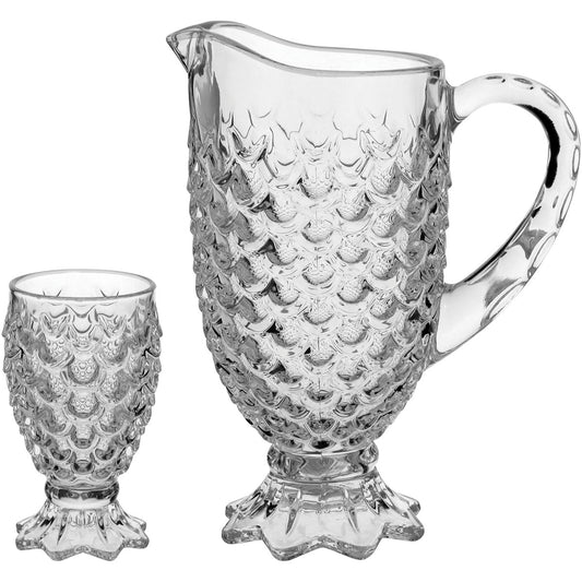 Jogo de Jarra e Copos Maurícia 7 Peças Vidro 1,3L Transparente