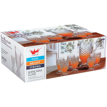 Jogo de Jarra e Copos Maurícia 7 Peças Vidro 1,3L Transparente