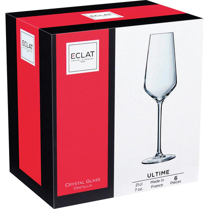 Jogo 6 Taças de Champanhe Cristal Arc CDA 210ml Transparente 23cm