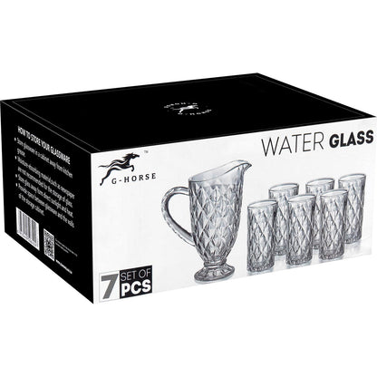 Jogo de Jarra e Copos Full Diamond Cristal Ecológico 1L Transparente