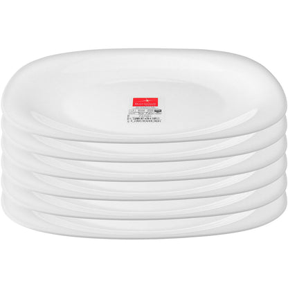 Conjunto 6 Pratos Rasos Bormioli Rocco Parma Vidro Temperado Branco 27cm