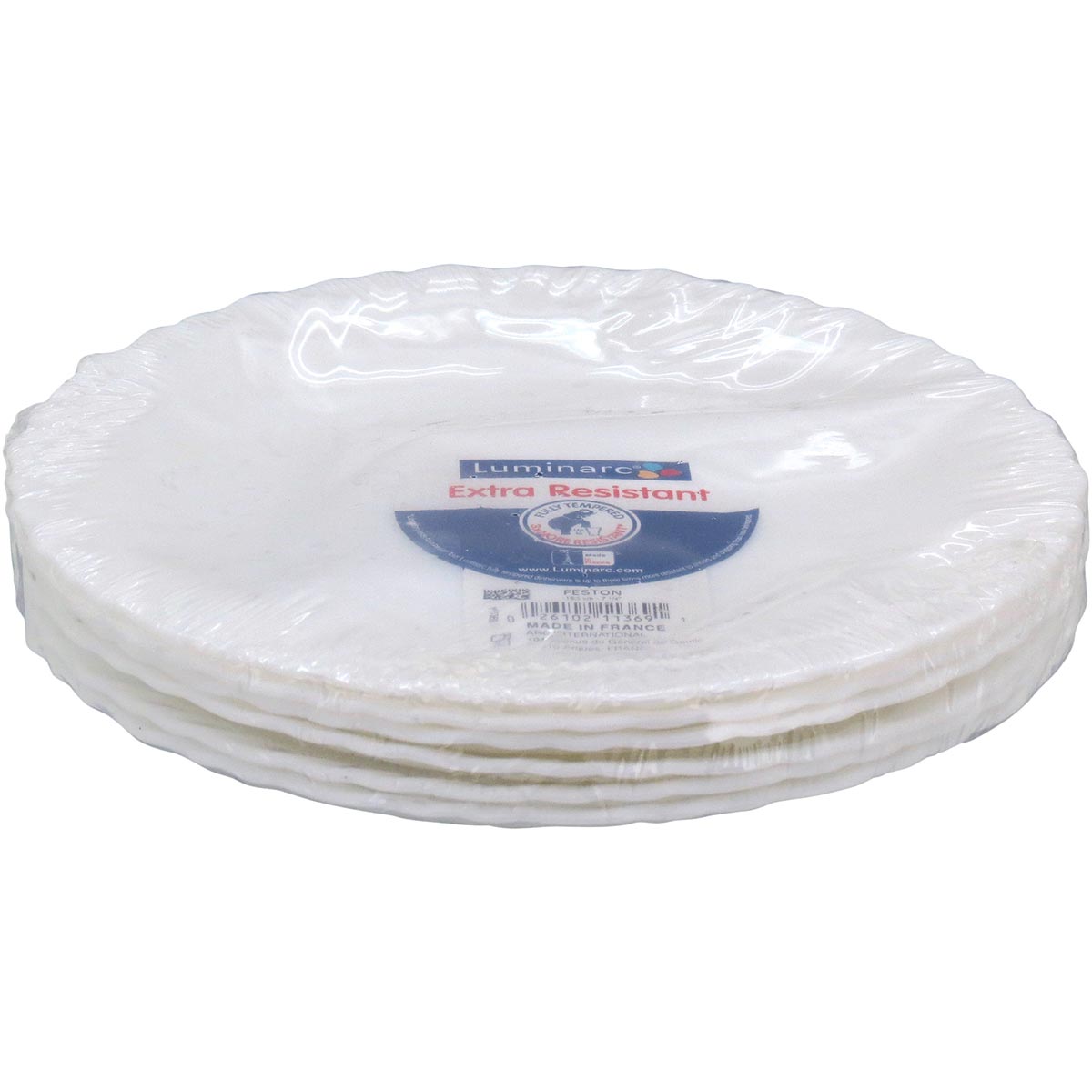 Jogo de 6 Pratos de Sobremesa Luminarc Branco Vidro Temperado 19cm