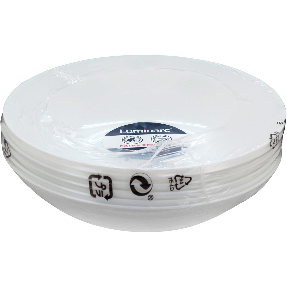 Conjunto 6 Pratos Fundos Luminarc Diwali Vidro Temperado Branco 20cm