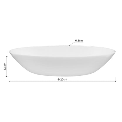 Conjunto 6 Pratos Fundos Luminarc Diwali Vidro Temperado Branco 20cm