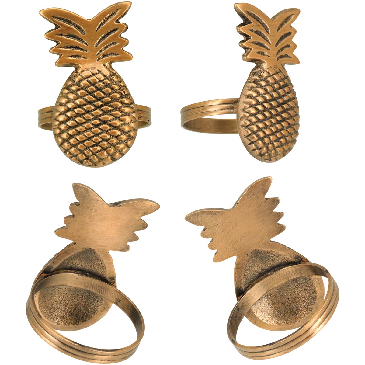 Jogo de 4 Anéis de Guardanapo Dourados Abacaxi Home&Co 6x4cm