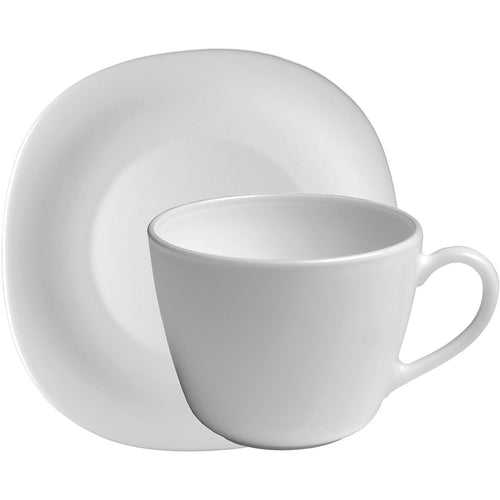 Xícara de Chá com Pires Bormioli Rocco Parma Vidro Temperado Branco 220ml