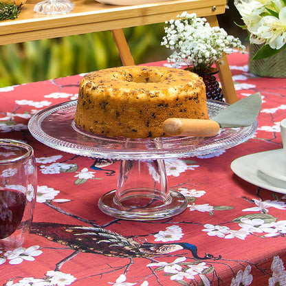 Prato Bolo com Pé de Vidro Transparente 11x28cm - Elegância para Servir