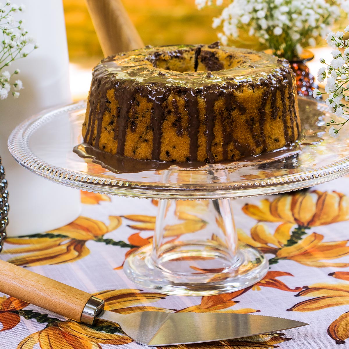 Prato Bolo com Pé de Vidro Transparente 11x28cm - Elegância para Servir