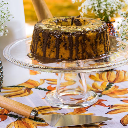 Prato Bolo com Pé de Vidro Transparente 11x28cm - Elegância para Servir