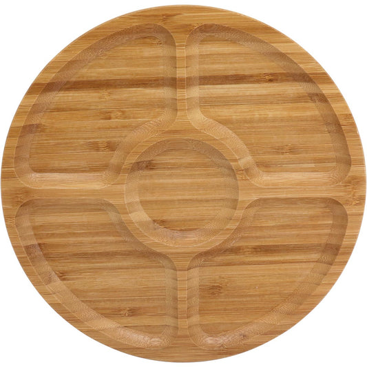 Petisqueira de Bambu Natural 5 Divisões 25x25cm Table