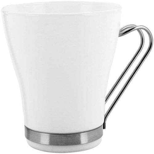 Xícara Cappuccino Bormioli Rocco Aromateca Alça Inox Vidro Temperado 230ml 10x8x8cm Branco