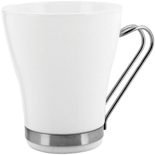 Xícara Cappuccino Bormioli Rocco Aromateca Alça Inox Vidro Temperado 230ml 10x8x8cm Branco