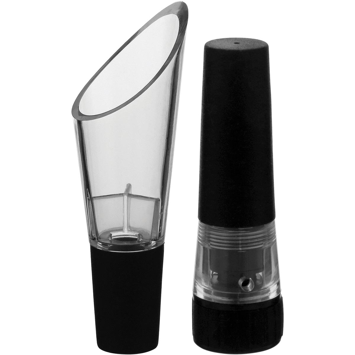 Kit Acessórios para Vinho Acrílico Preto 5x12x10cm com Saca-Rolhas