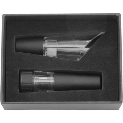 Kit Acessórios para Vinho Acrílico Preto 5x12x10cm com Saca-Rolhas