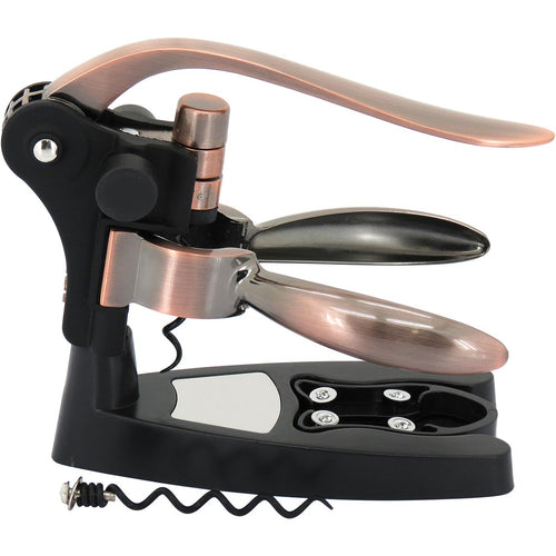 Saca Rolha Inox e Cobre Cave 15x7x17cm com Acessórios para Vinho