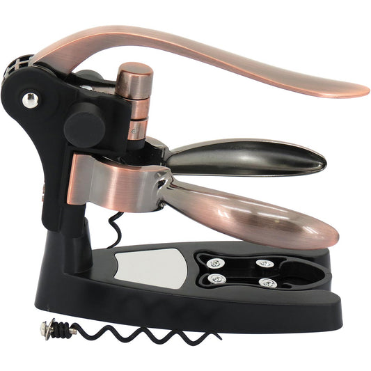 Saca Rolha Inox e Cobre Cave 15x7x17cm com Acessórios para Vinho