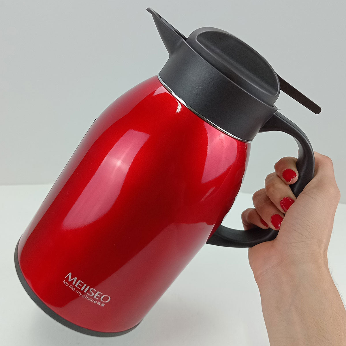 Garrafa Térmica Inox Kaffe 1,6L Parede Dupla Vermelha 26x20x14cm