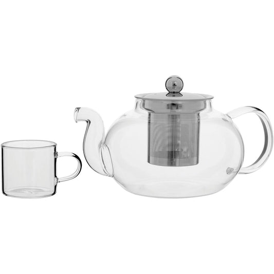 Conjunto Chaleira e 6 Xícaras Antella Vidro Borossilicato 750ml Transparente