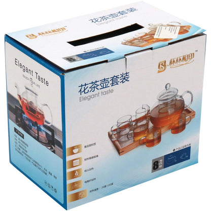 Conjunto Chaleira e 6 Xícaras Antella Vidro Borossilicato 750ml Transparente