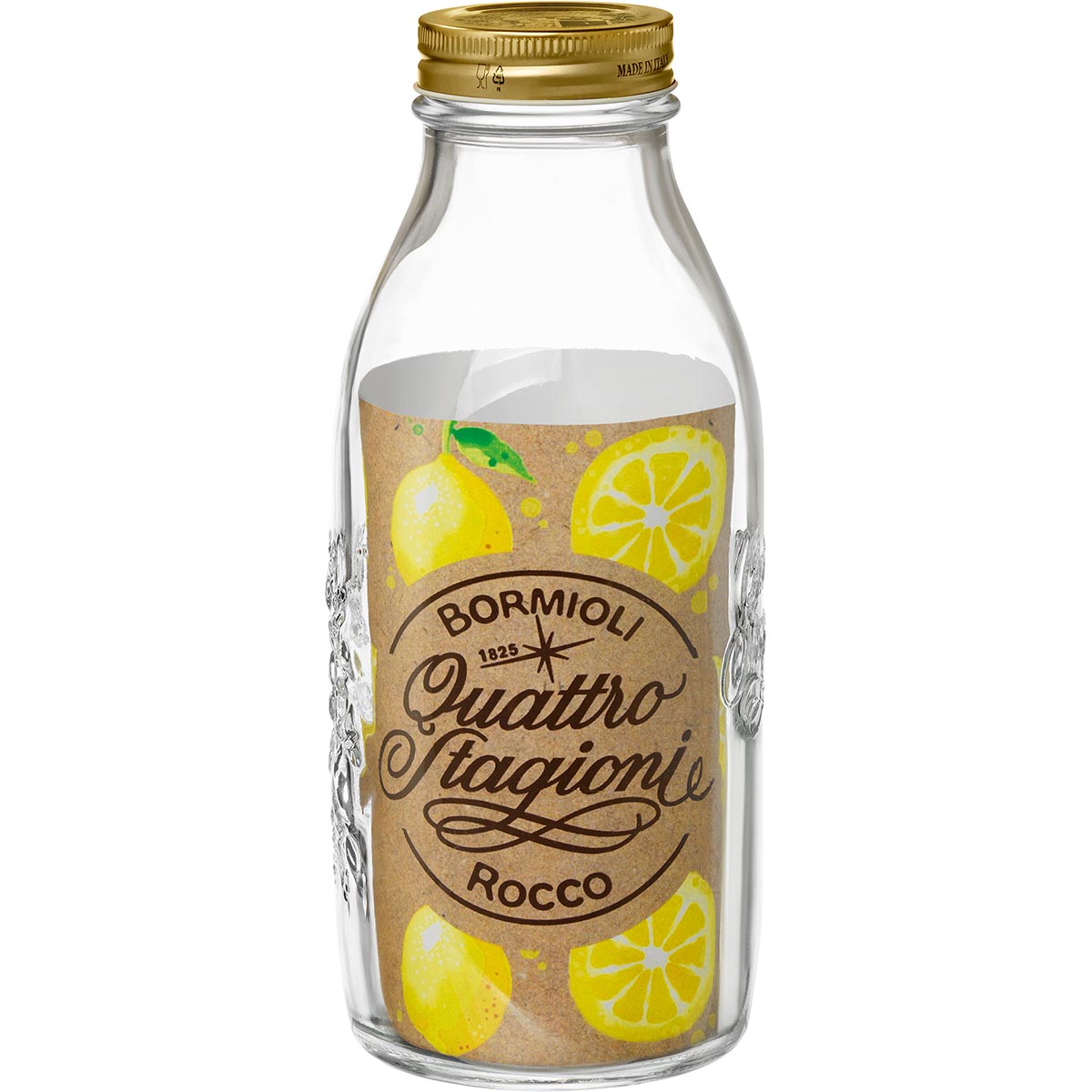 Garrafa de Vidro Bormioli Rocco Qstagioni 1L com Tampa Metálica Dourada