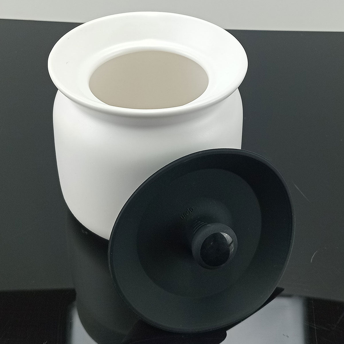 Pote de Cerâmica Branco Glow 450ml com Tampa para Armazenamento de Alimentos