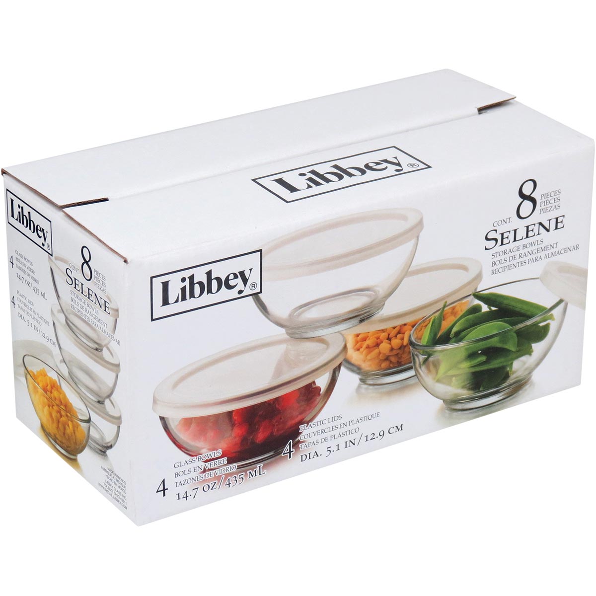 Pote de Vidro Libbey Selene 430ml com Tampa Plástica Transparente 13x13cm