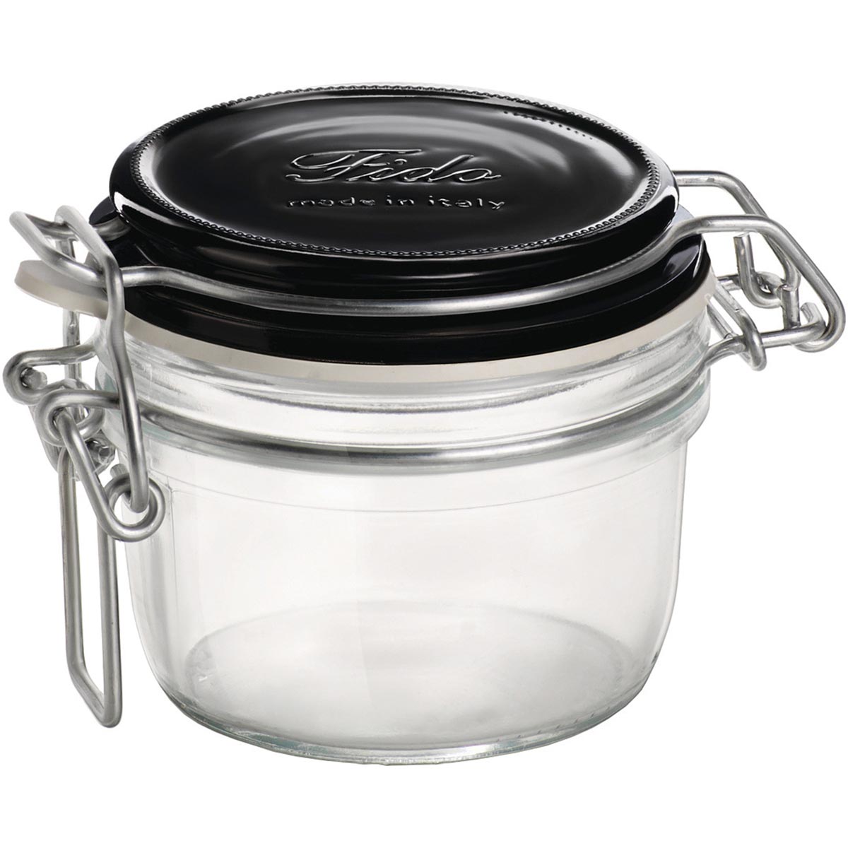 Pote Hermético de Vidro Bormioli Rocco Fido 125ml Tampa Preta Transparente