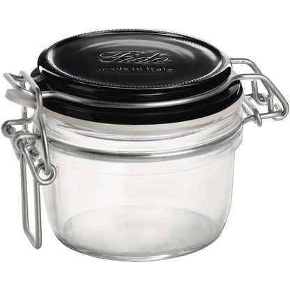 Pote Hermético de Vidro Bormioli Rocco Fido 125ml Tampa Preta Transparente