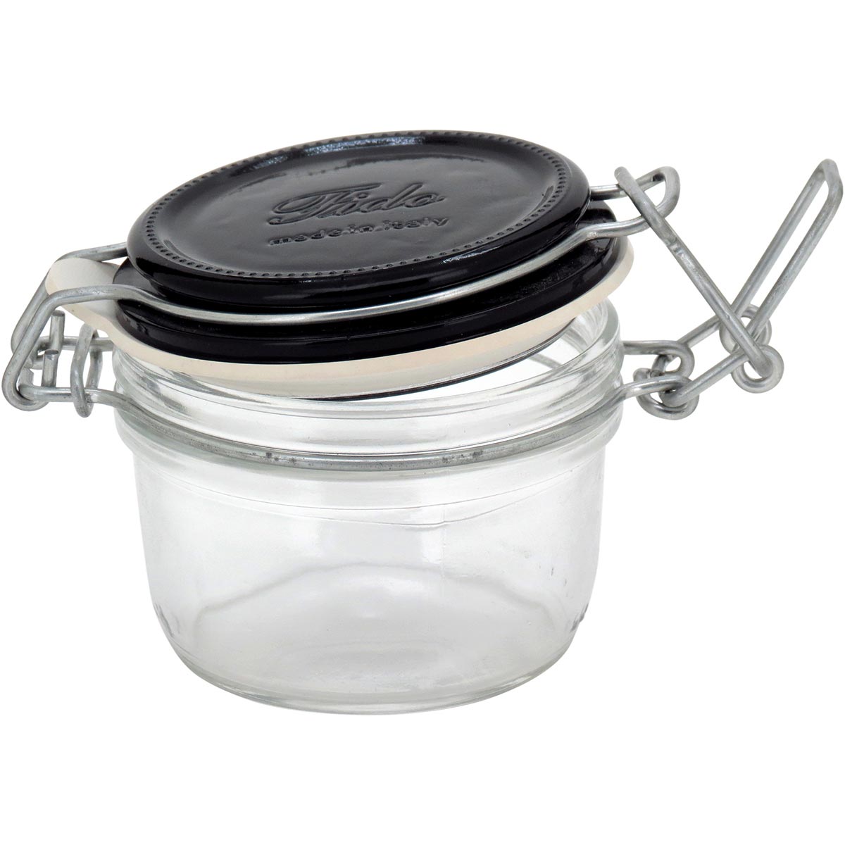 Pote Hermético de Vidro Bormioli Rocco Fido 125ml Tampa Preta Transparente