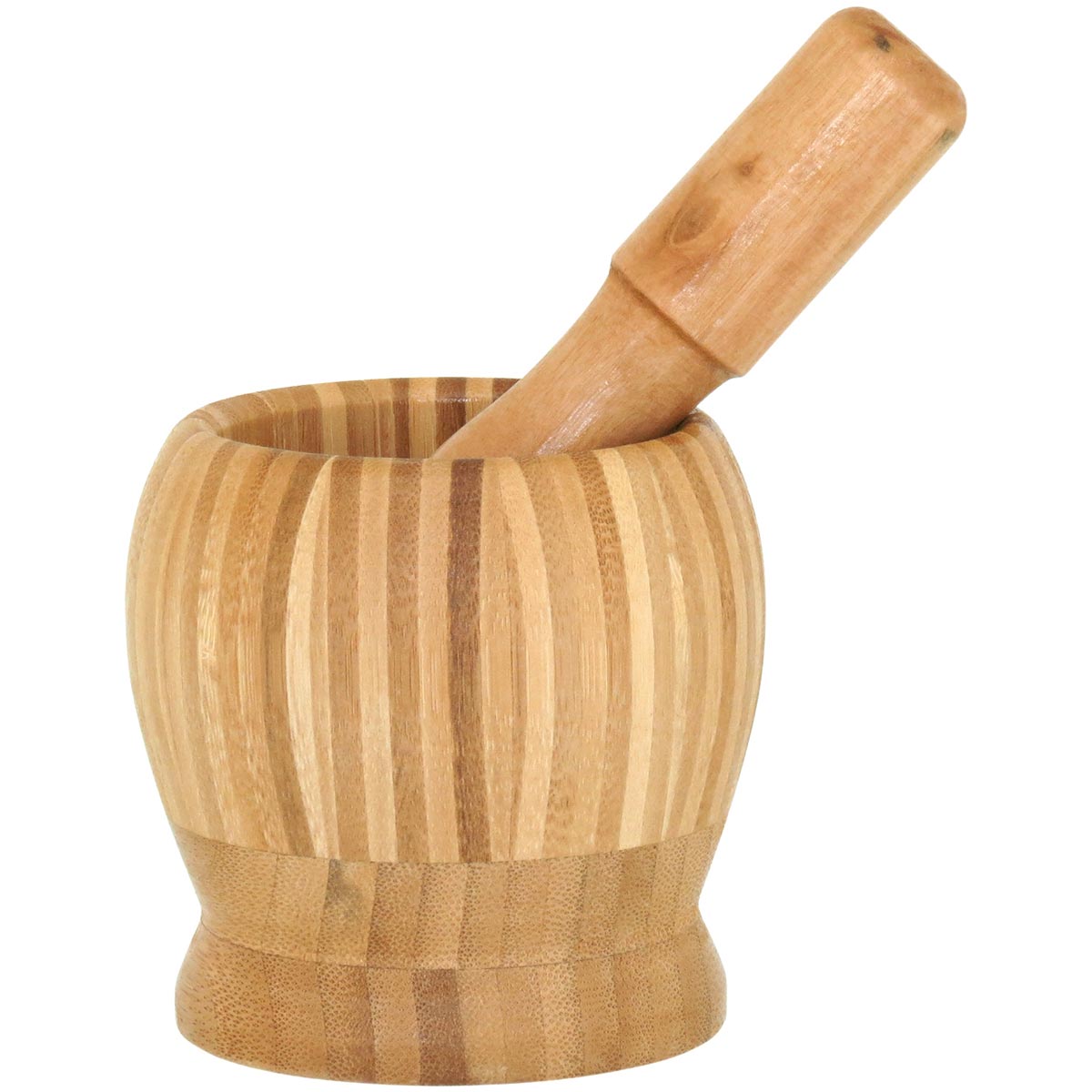 Pilão de Bambu Natural 9x8x8cm - Mortar para Moer Especiarias