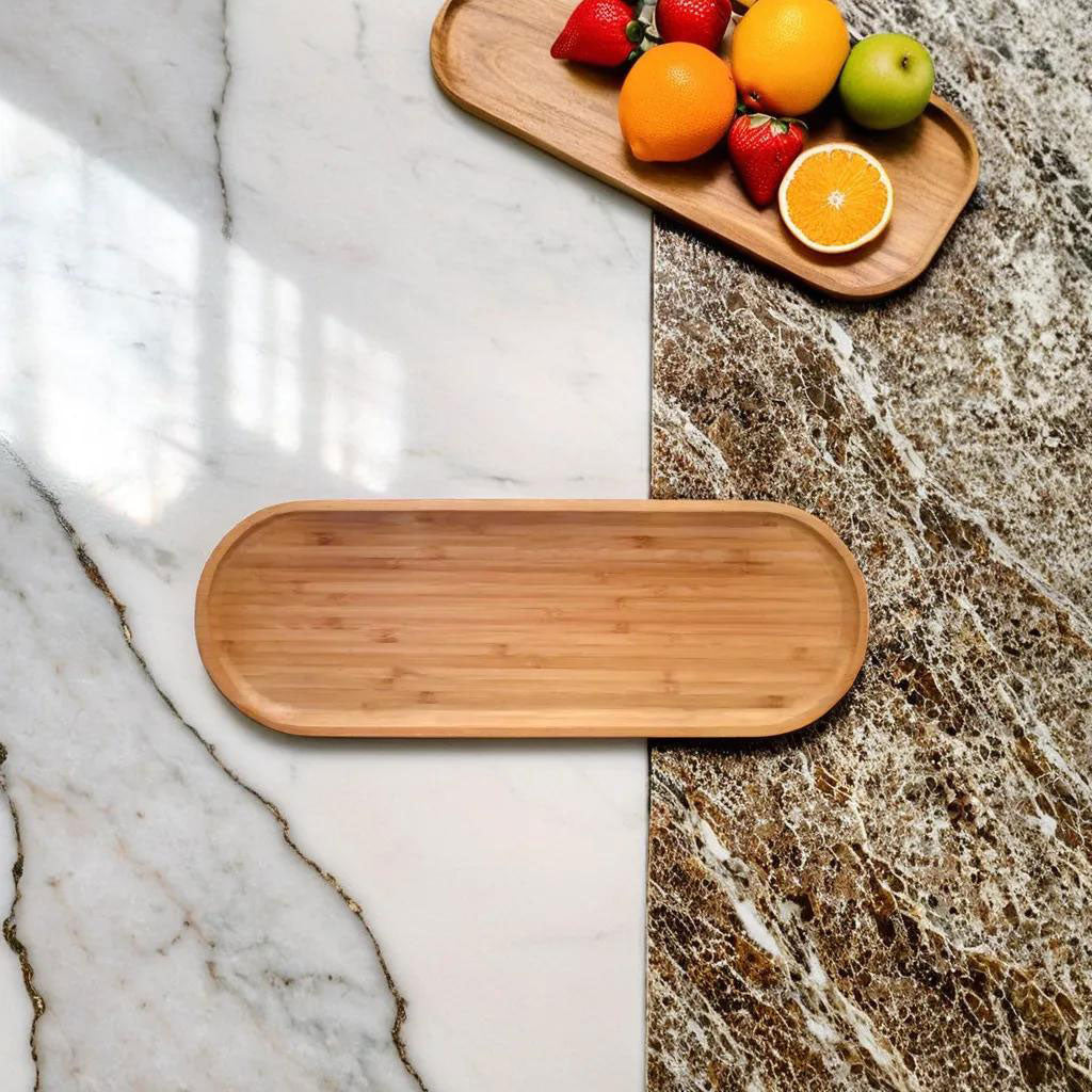 Tábua para Servir Bambu Natural 2x45x16cm - Table Elegante e Funcional
