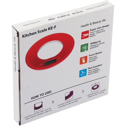 Balança Digital de Vidro Vermelha 5kg 20x20cm - Cozinha Precision