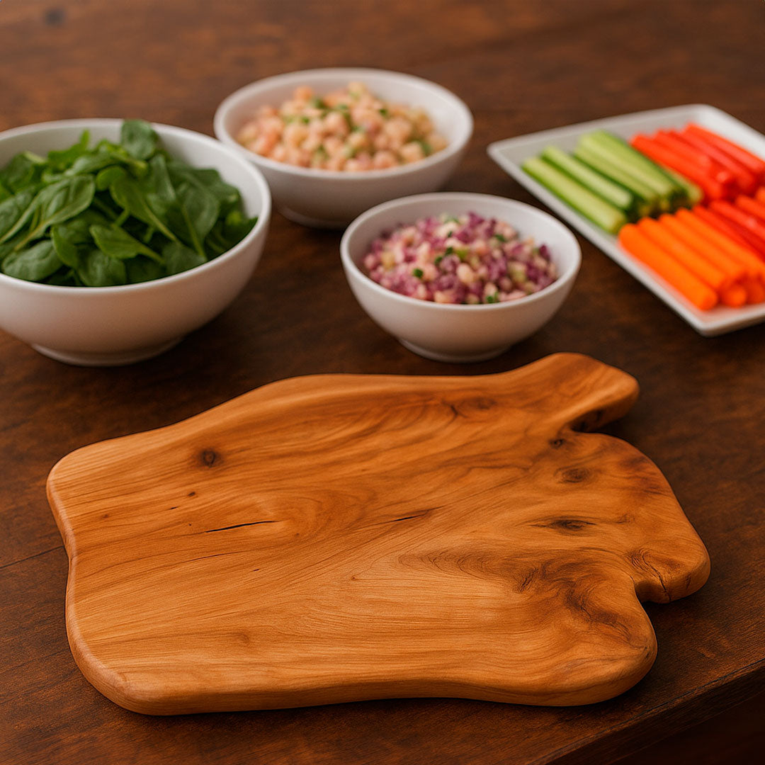 Tábua para Servir Madeira Natural 2x31x42cm - Ideal para Cortar e Servir