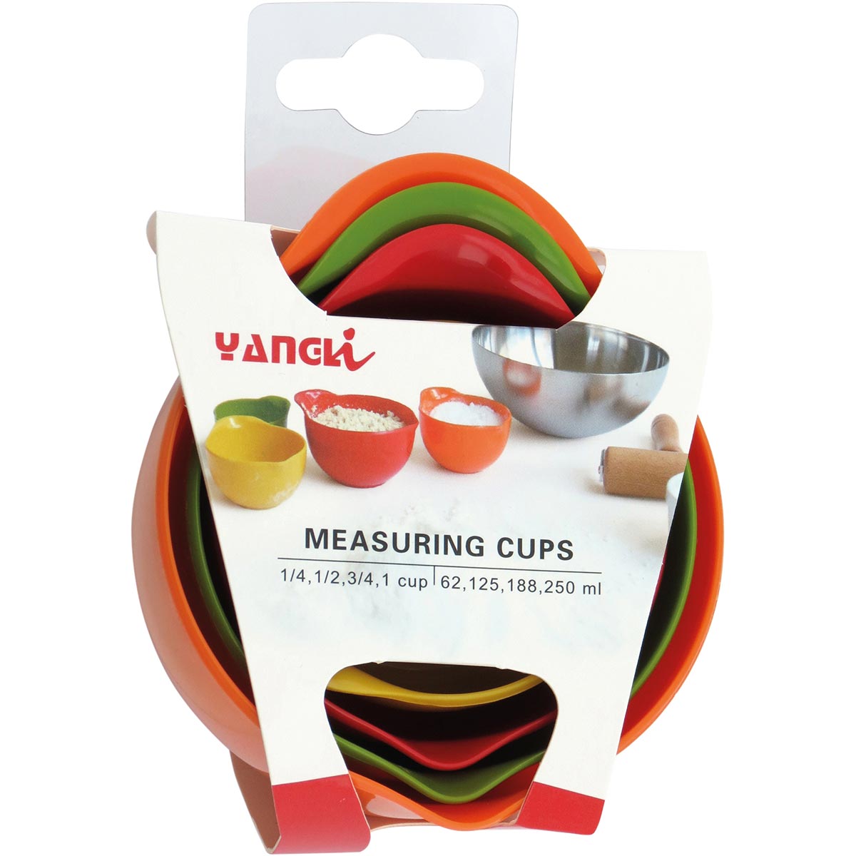 Conjunto de Medidores de Copos Plástico Colorido Mino 4 Peças