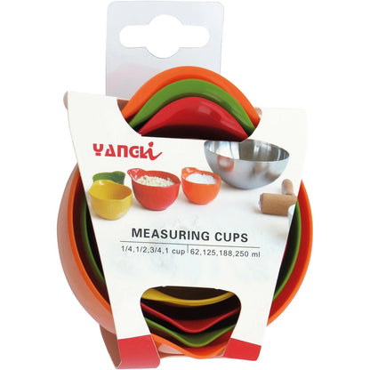 Conjunto de Medidores de Copos Plástico Colorido Mino 4 Peças