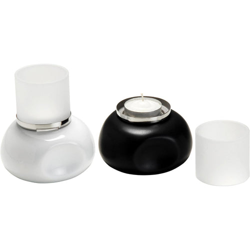 Conjunto de Castiçais de Porcelana Preto e Branco Living 2 Peças