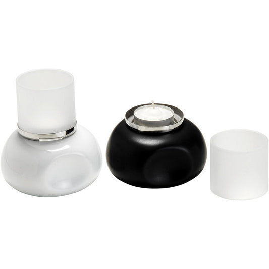 Conjunto de Castiçais de Porcelana Preto e Branco Living 2 Peças
