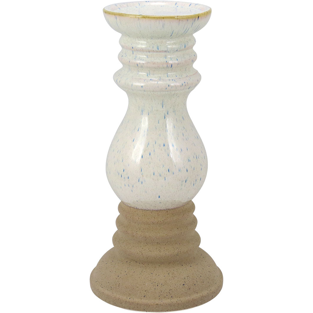 Castiçal de Cerâmica Fahima Bege 43x20x20cm - Decoração Elegante