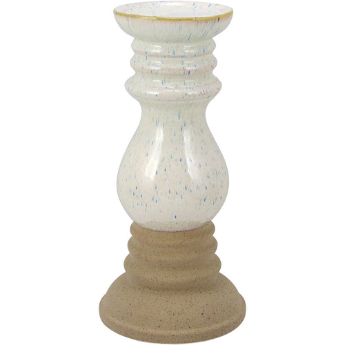 Castiçal de Cerâmica Fahima Bege 43x20x20cm - Decoração Elegante