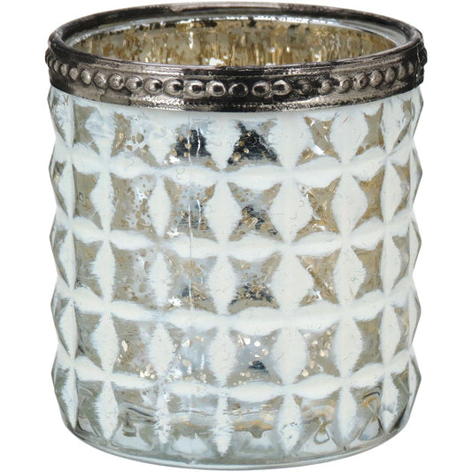 Castiçal Metal Branco Temple 7x7cm para Decoração Elegante