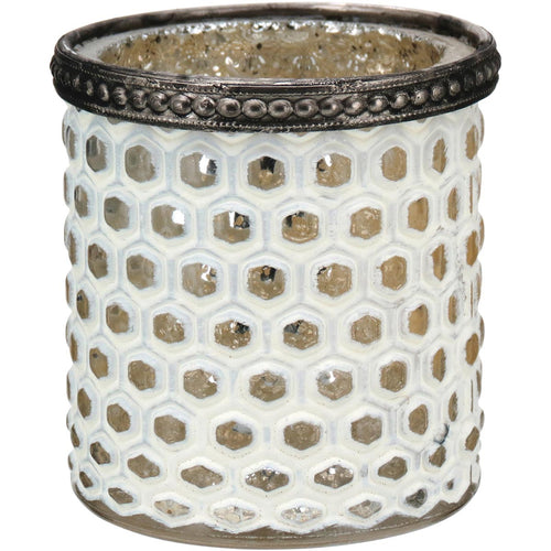 Castiçal de Metal Branco Temple 7x7cm - Decoração Elegante e Durável