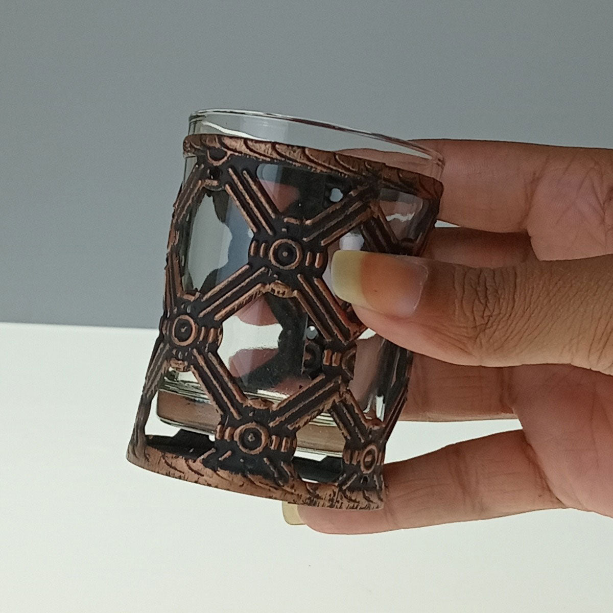 Castiçal de Metal Cobre Barton 7x6x6cm para Decoração Elegante