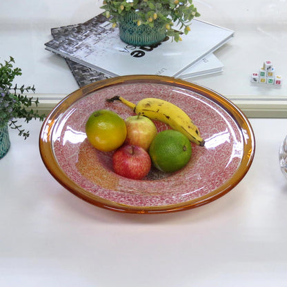 Centro de Mesa Vidro Vermelho Glorie 8x35x35cm Decorativo