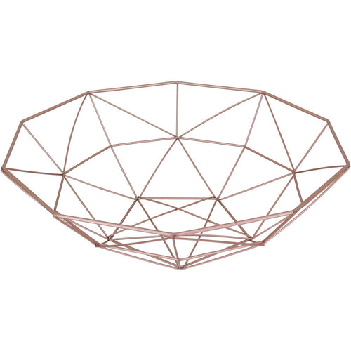 Centro de Mesa Decorativo Metal Rosê 11x40x40cm