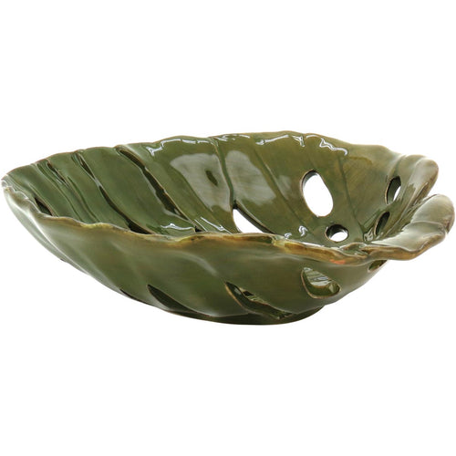Adorno Cerâmico Folha Verde 25x26cm Parreiral Decorativo
